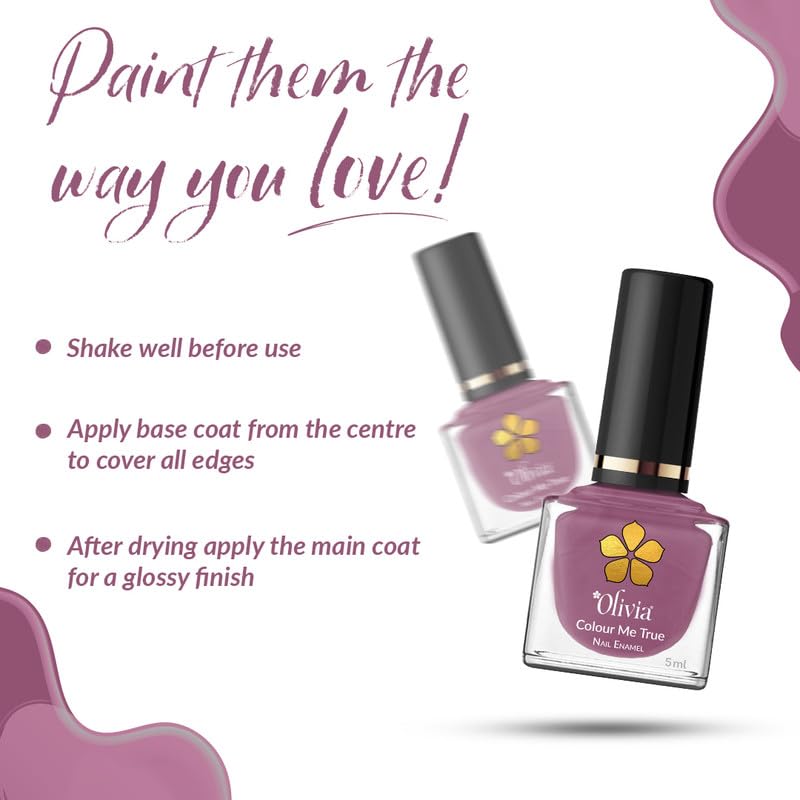 Olivia Nail Paint for Glossy Finish - 5ml (7 Light Mauve)