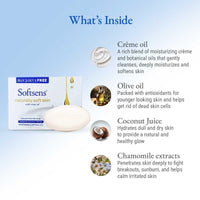 Softsens Naturally Soft Skin Cream Bar Soap I Enriched with Natural Creme Oil I Dermatologically Tested & Parben Free(100g x 4)