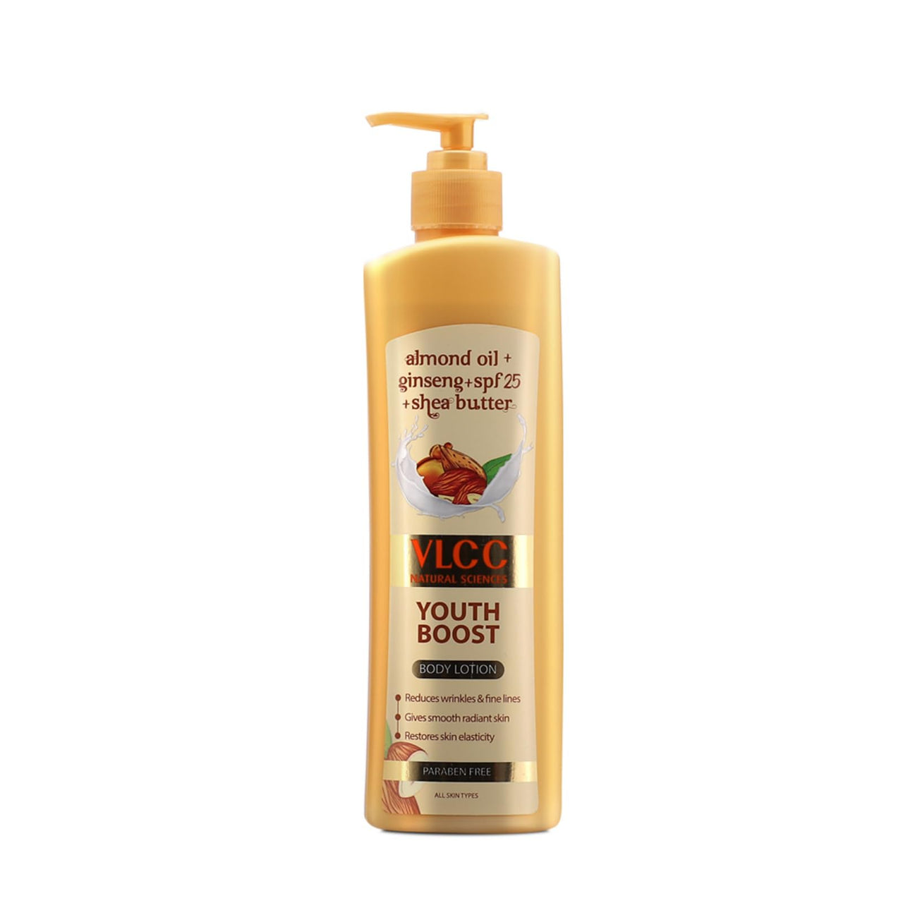 VLCC Youth Boost Body Lotion SPF 25 PA+++ - 400ml | Body Lotion with UV Protection | For Wrinkle Free, Smooth & Soft Skin | Almond Oil, Ginseng & Shea Butter For Radiant Skin | Paraben Free