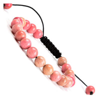 Massive Beads Natural Healing Power Gemstone Crystal Beads Unisex Adjustable Macrame Bracelets 8mm Pink Rhodochrosite