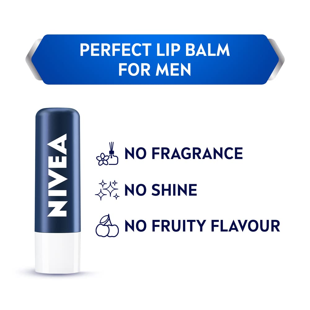 Nivea Deodorant Fresh Active Roll On for Men, 50ml & NIVEA Men Lip Balm, Active Care SPF for 24h Moisture, 4.8 g