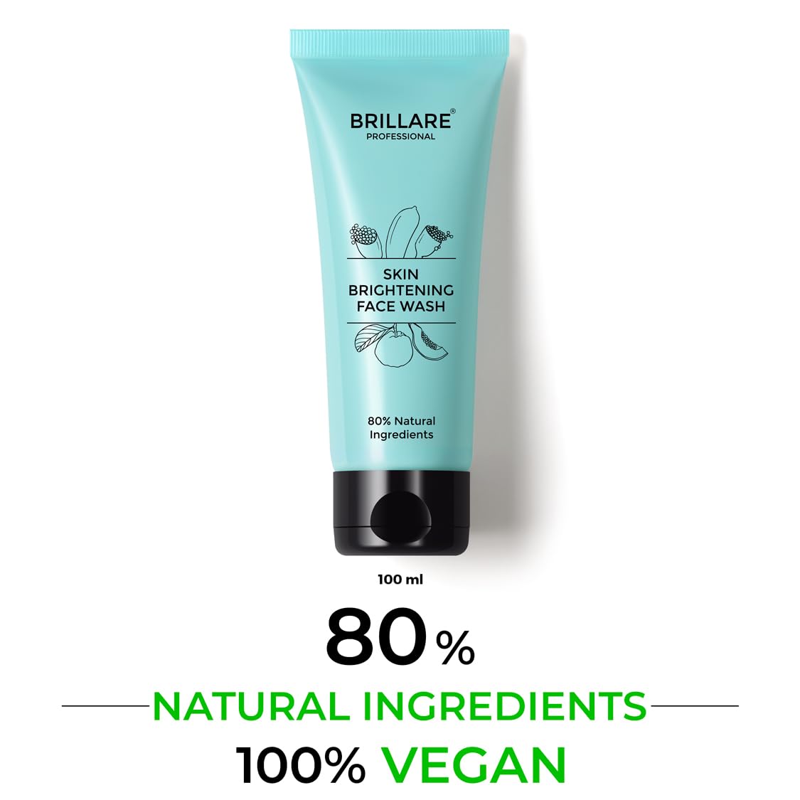 Brillare Professional Skin Brightening/Lightening Face Wash, Enriched With Lime Cavier, Papaya & Multifruit Extract, For Pigmented, Tanned Skin & Dark Spots, 100 ml