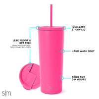 Simple Modern Insulated Tumbler with Lid and Straw | Iced Coffee Cup Reusable Stainless Steel Water Bottle Travel Mug | Gifts for Women Men Her Him | Classic Collection | 24oz | Raspberry Vibes -Raspberry Vibes