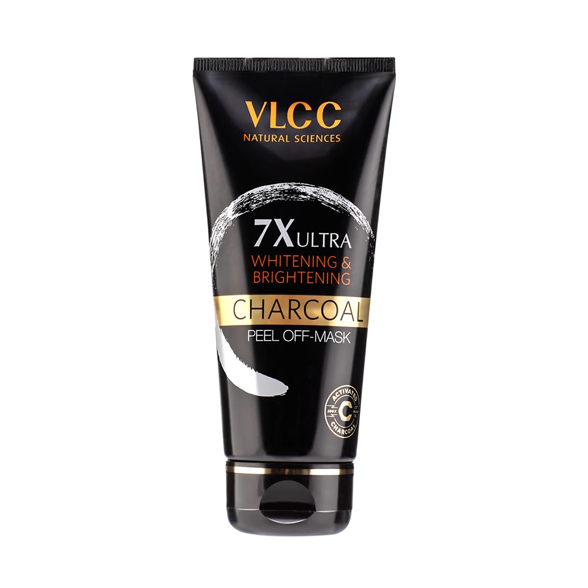 VLCC 7X Ultra Whitening & Brightening Charcoal Peel Off Mask - 100g | With Vitamin E, Rosewater, Lemon Peel Oil | Deep Cleansing, Removing Blackheads, Fade Dark Spots & Skin Nourishment.