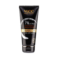 VLCC 7X Ultra Whitening & Brightening Charcoal Peel Off Mask - 100g | With Vitamin E, Rosewater, Lemon Peel Oil | Deep Cleansing, Removing Blackheads, Fade Dark Spots & Skin Nourishment.