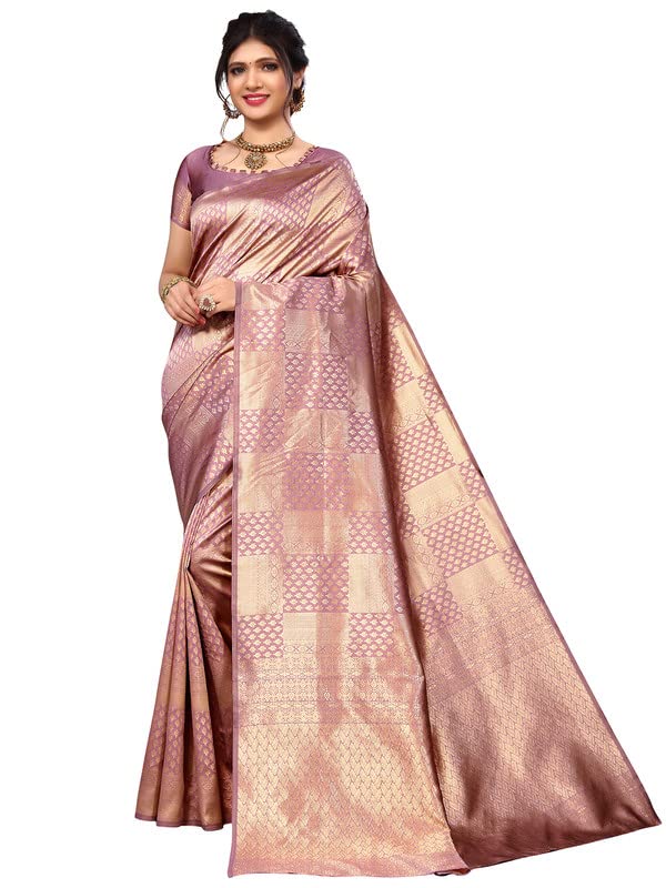 Satrani Women's Jacquard Poly Silk Saree With Unstitched Blouse Piece