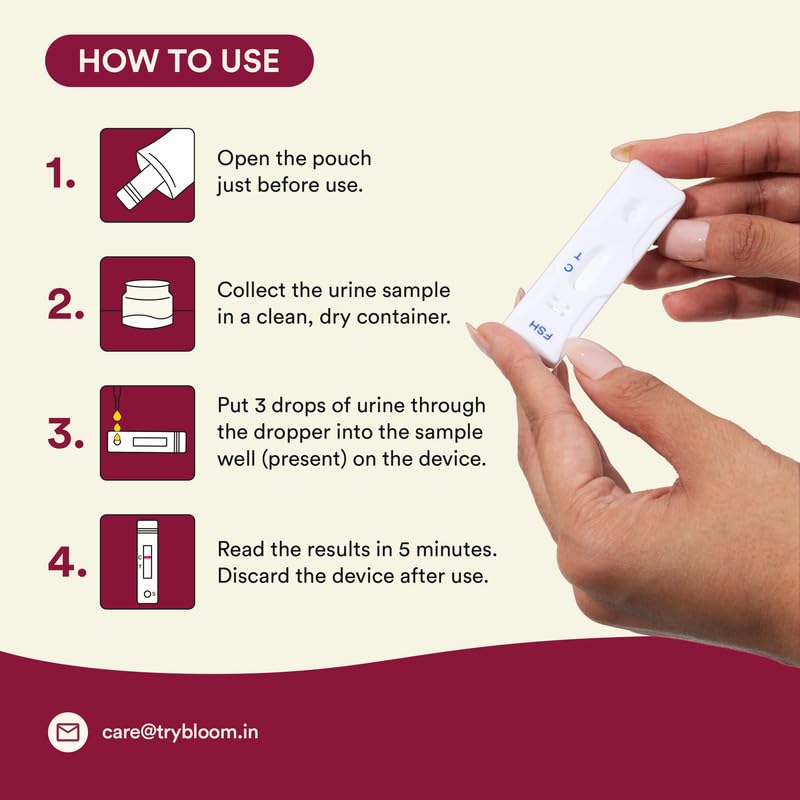 Bloom Menopause Detection Kit | 3 Test Kits (Pack of 1) | For Menopause Symptoms like Breast Pain, Hot Flashes & Irregular Periods | Rapid Detection of FSH Levels | Home-Based Urine Test Kit |