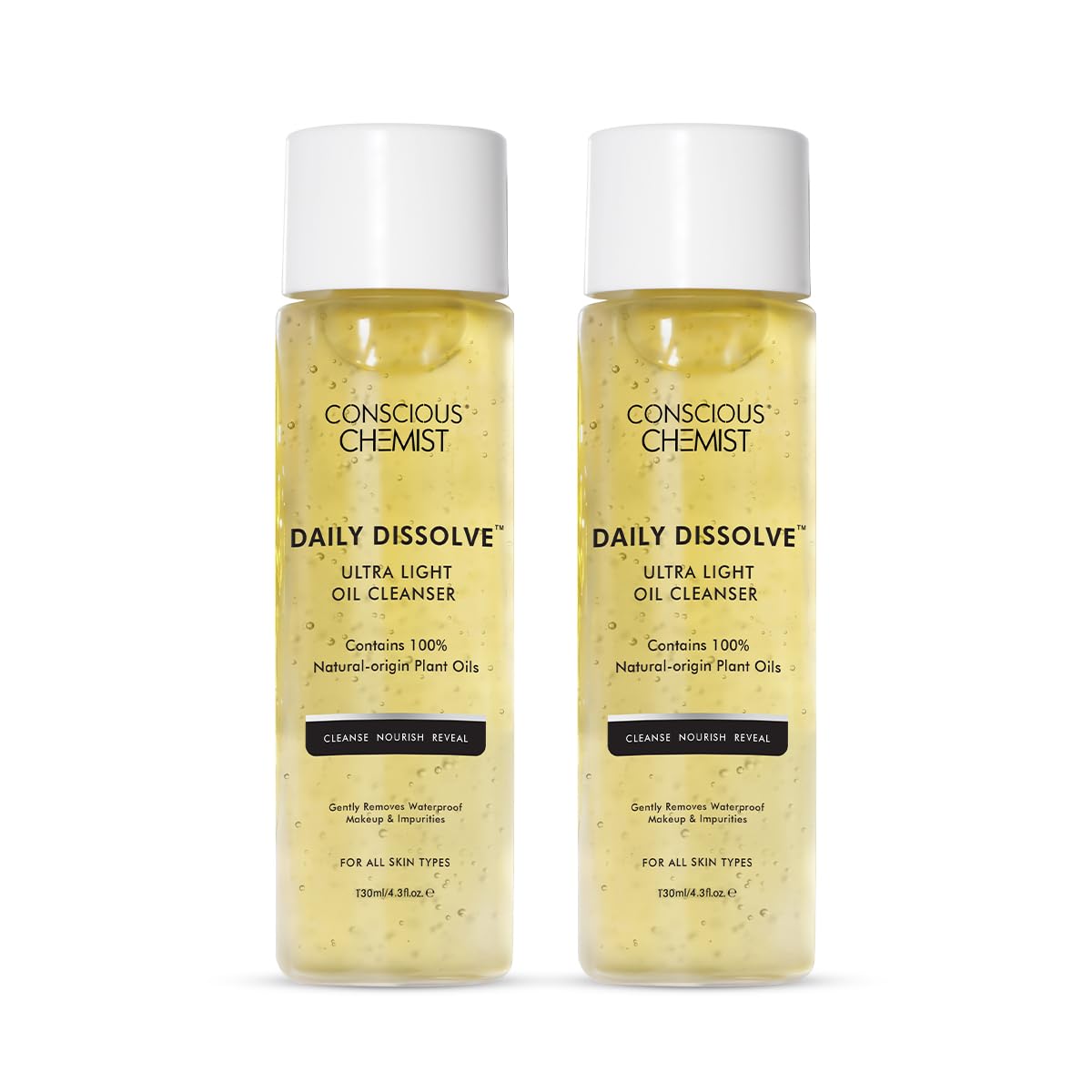 Conscious Chemist Cleanser | 130ml | Face Wash, Cleanser for Oily Skin, Makeup Remover, For Men & Women with SPF & Impurities For Soft & Glowing Skin, Natural Oil - Daily Dissolve (Pack of 2)