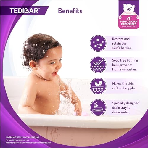 Tedibar Baby Bathing Bar - 75g x 2 | For Baby’s Sensitive Skin | Gentle Cleansing, Skin-friendly, pH 5.5 & B4 Nappi Cream 75g - No.1 Pediatrician Prescribed Diaper Rash Prevention Cream.