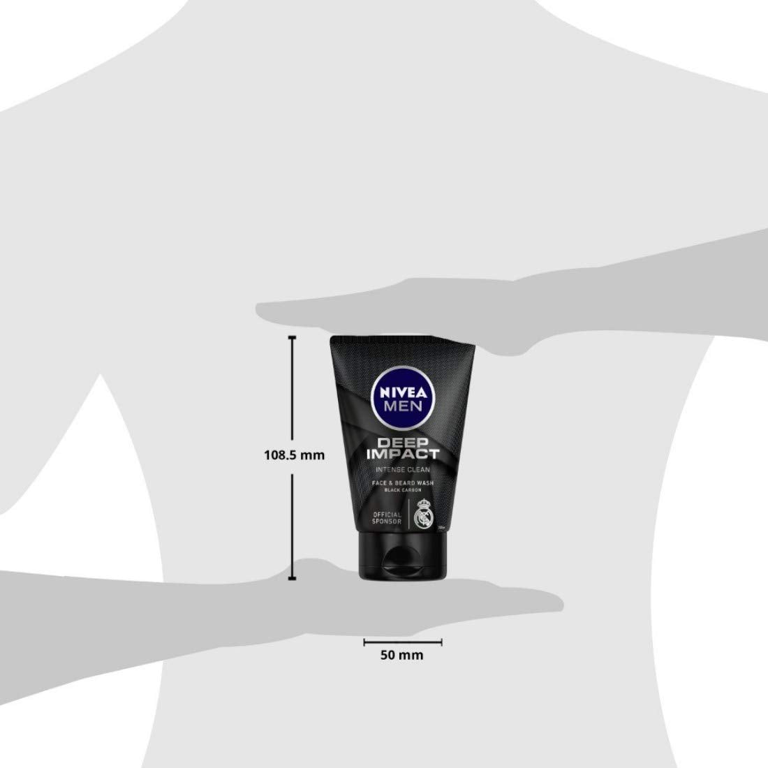 NIVEA Men Face Wash, Deep Impact Intense Clean, 100g And NIVEA Men Pure Impact Shower Gel, 500ml, Hair, Face & Body Wash