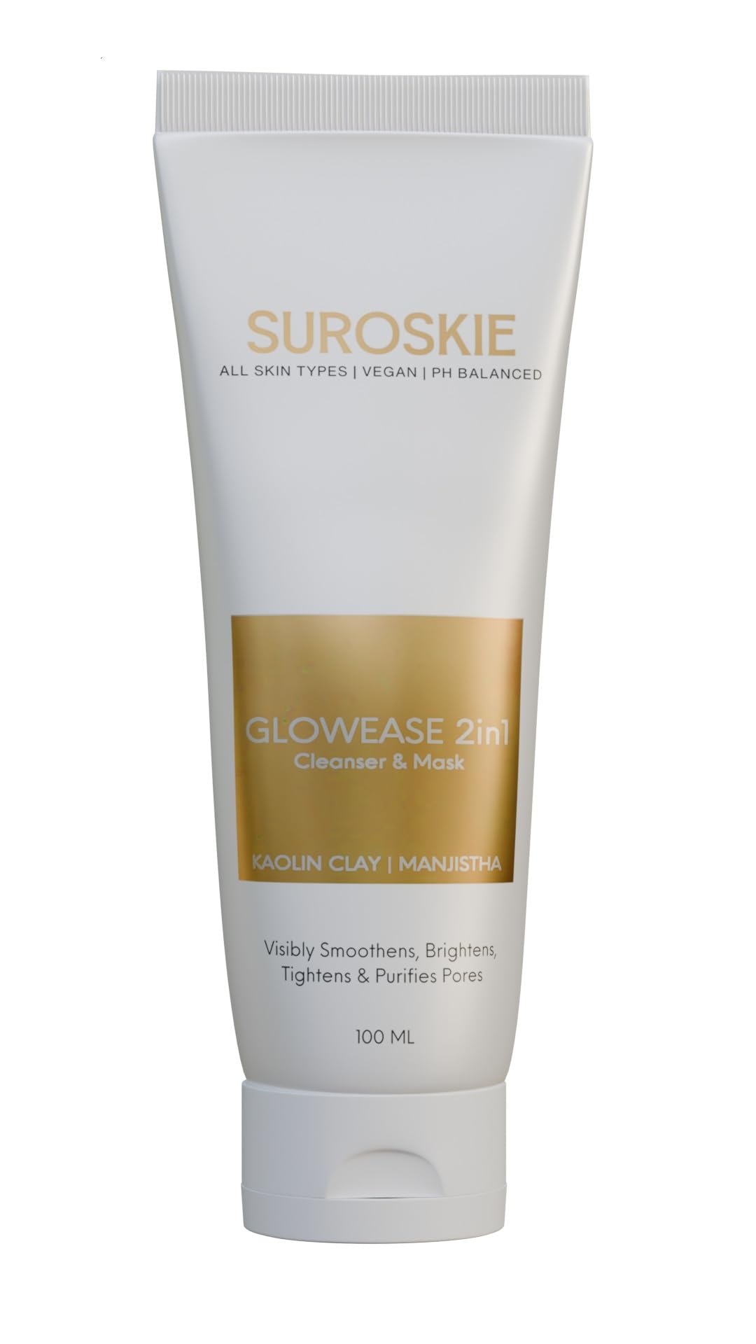 Suroskie Glowease 2-In-1 Cleanser & Mask 100 Ml | Aloe Vera & Kaolin Clay | Deep Cleansing Face Wash For Hydrated, Glowing & Brighten Skin | Korean Skincare Product For Sagging & Dullness Men & Women