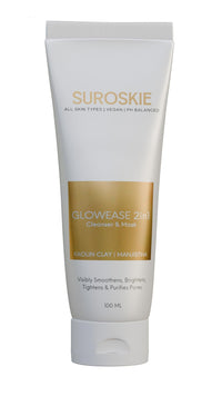 Suroskie Glowease 2-In-1 Cleanser & Mask 100 Ml | Aloe Vera & Kaolin Clay | Deep Cleansing Face Wash For Hydrated, Glowing & Brighten Skin | Korean Skincare Product For Sagging & Dullness Men & Women