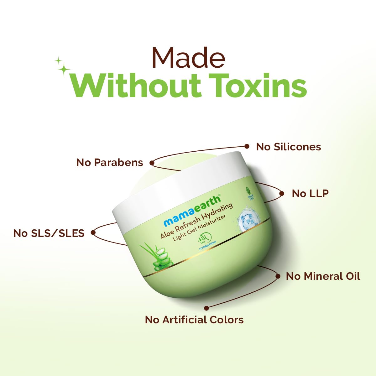 Mamaearth Aloe Refresh Hydrating Light Gel Moisturizer with Aloe Vera & HA 200g | Long-lasting Non-sticky Hydration | Oil-free, Lightweight & Quick-absorbing |Free from Harmful Chemicals |Soothes Skin