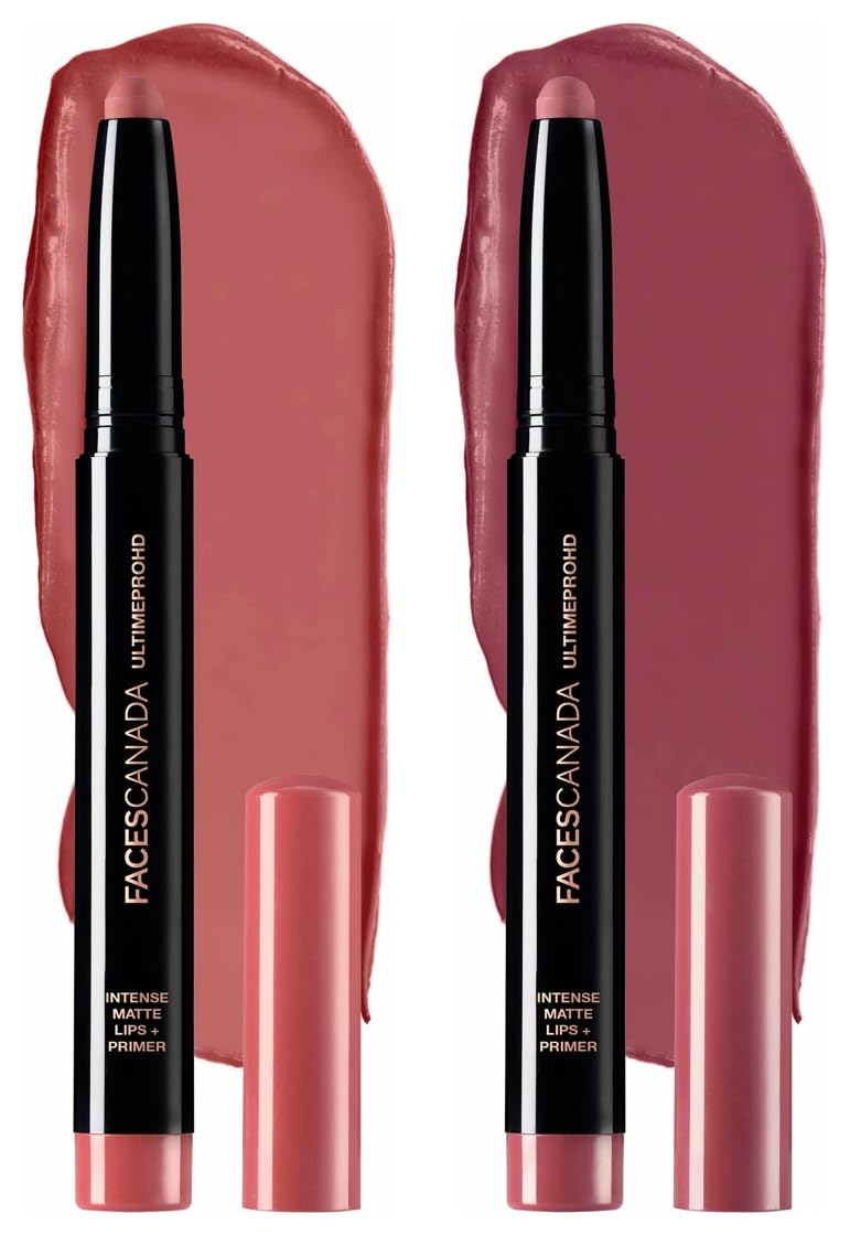 FACESCANADA Ultime Pro HD Intense Matte Lips + Primer - Magnetic 02, 1.4G | 9Hr Long Stay & Ultime Pro HD Intense Matte Lips + Primer - Tea Rose 10, 1.4G | 9Hr Long Stay