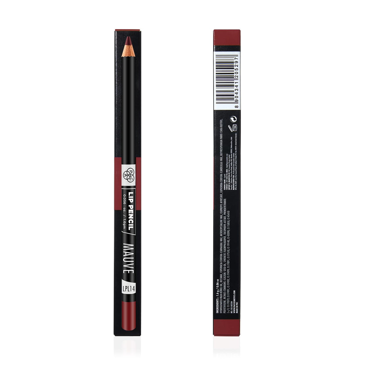 PAC Lip Pencil - 14 (Mauve) | Richly Pigmented One Swipe Application | Creamy Non Drying Comfortable Formula | Wood Barrel Lip Liner Pencil