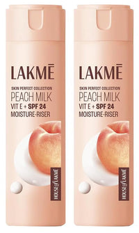 LAKMÉ Peach Milk Face Moisturizer SPF 24 PA++ 120ml, Daily Light Sunscreen Lotion With Vitamin C For Glowing Skin, Sun Protection For Women Of Oily Skin (Pack Of 2)