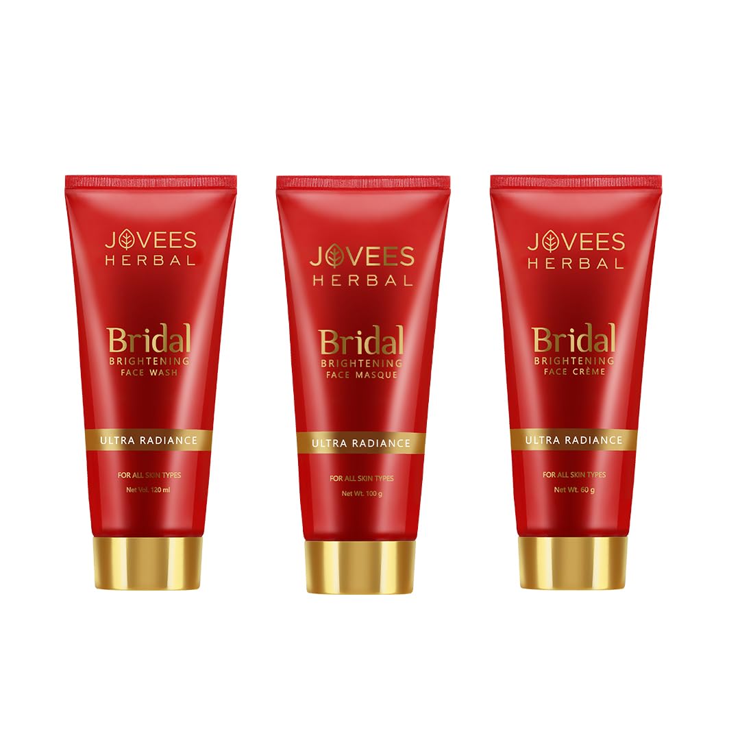 Jovees Herbal Bridal Combo (Bridal Face wash 120ml + Bridal Face Masque 100g + Bridal Creme 60g) For Natural Glow and Brightness (3 Items in the set)