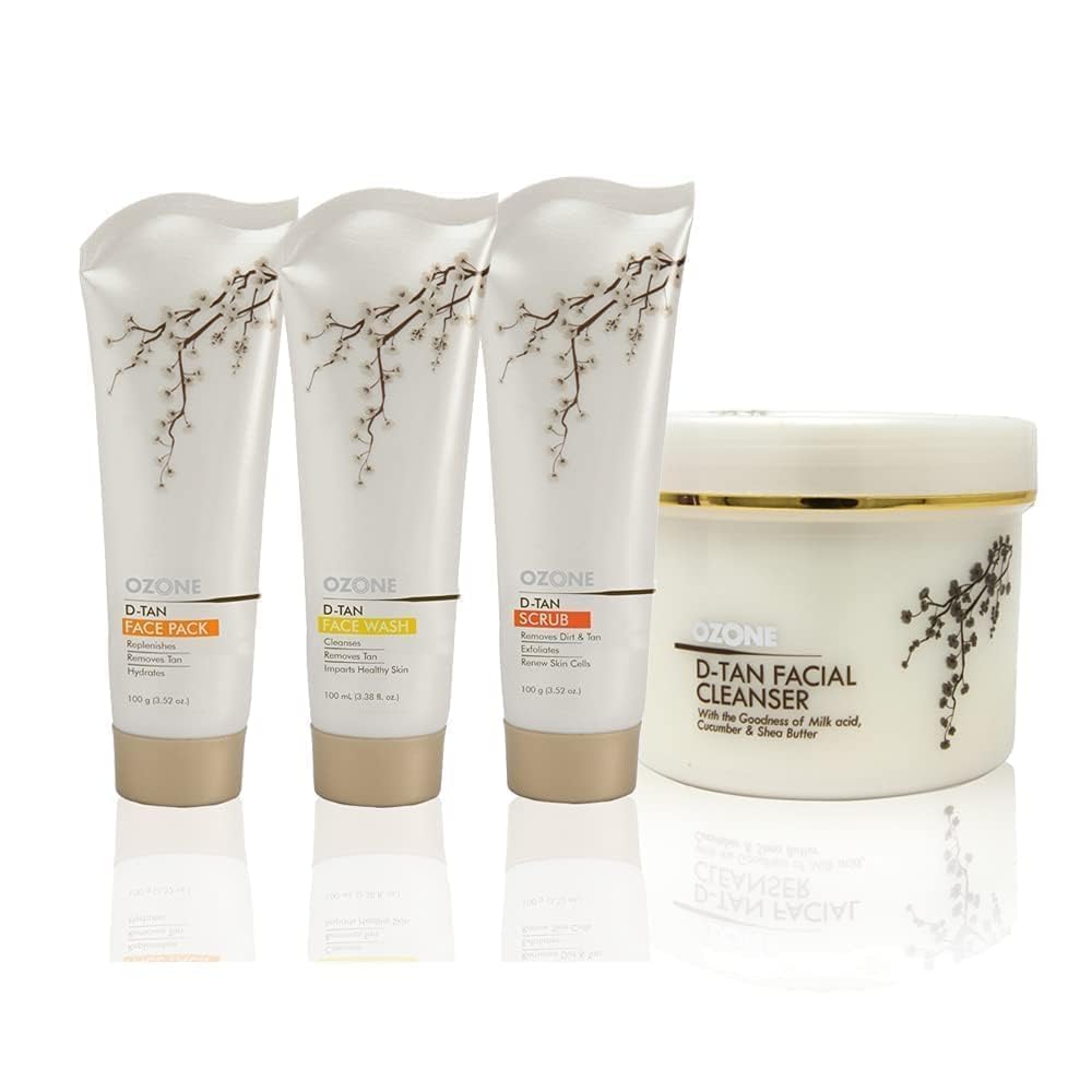 Ozone Tan Removal Ritual Face Care Combo| DeTan Face Pack 100 gm, Face Scrub 100 gm, Face Wash 100 gm & Face Cleanser 250 gm | For Tan Removal, Oil Control | Combo Pack
