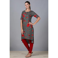in. fuse by Shoppers Stop Printed Rayon Round Neck Womens Hi Low Kurta