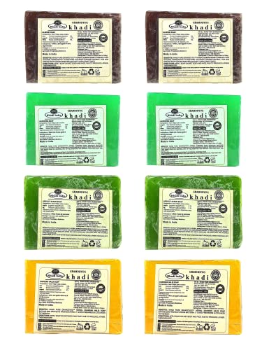 Khadi Pure Almond, Aloe Vera, Apricot & Chandan Haldi Soap, 125 g (Pack of 8)