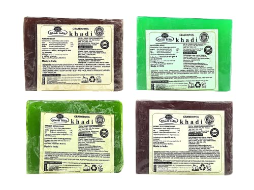 Khadi Pure Almond, Aloe Vera, Apricot & Honey Glycerine Soap, 125 g (Pack of 4)
