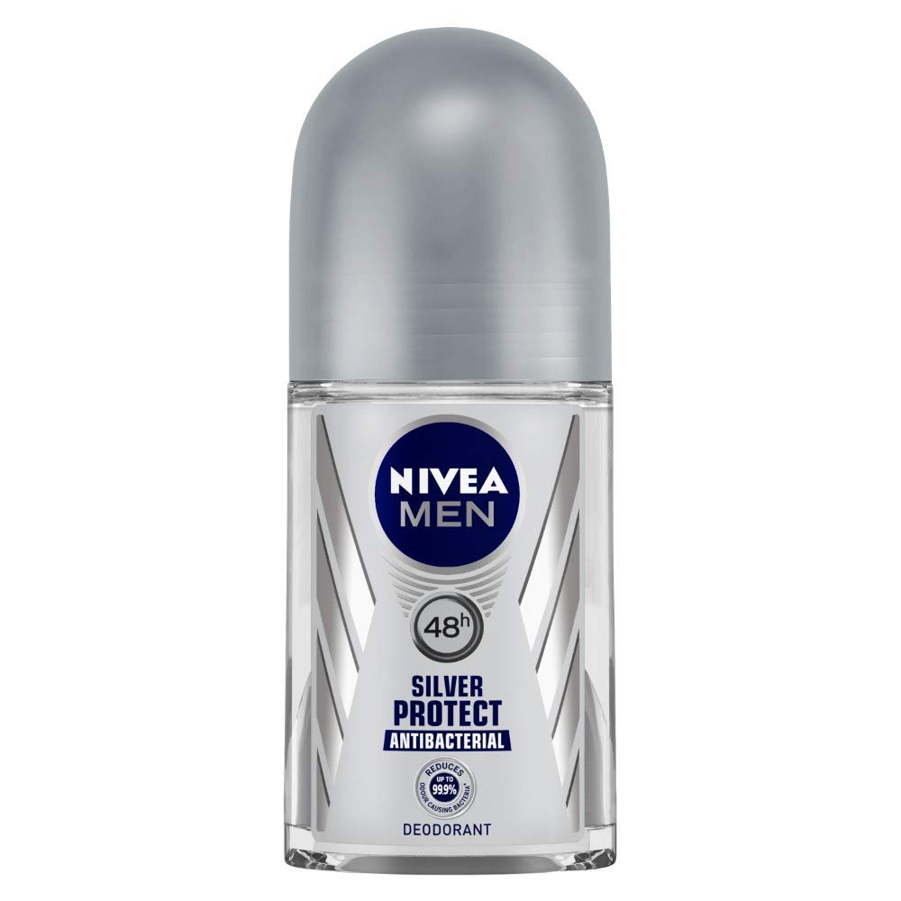 Nivea Deodorant Roll On, Silver Protect for Men, 50ml And Roll-On Deodorant, Cool Kick for Men, 50ml