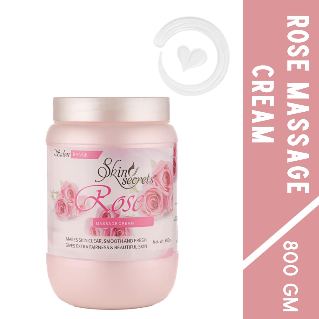 Skin Secrets Rose Massage Cream with Rose Essential Oil for Glowing Skin| Paraben Free, Cruelty Free & vegan| 800gm