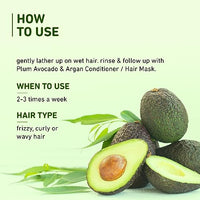 Plum Avocado & Argan Frizz Control Shampoo for curly, wavy, frizzy hair| With Argan Oil, Avocado Oil, Aloe Vera Extract | Reduces Frizz, Retains moisture, conditions strands (Pack of 2)