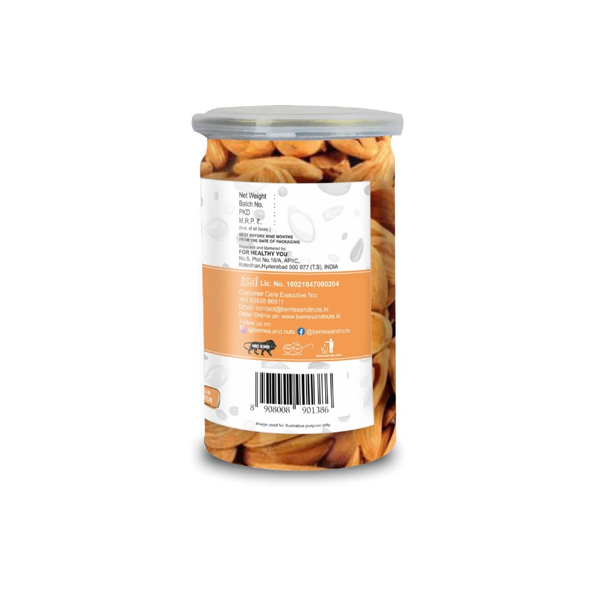 Berries And Nuts Premium Size Mamra Almond | Mamro Badam | 300 Grams | 3 Bottle of 200 Grams