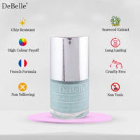 DeBelle Gel Blue Glossy Finish Nail Polish-Mint Blue(Mint Amour), 8 Ml - Enriched With Natural Seaweed Extract, Cruelty Free, Toxic Free