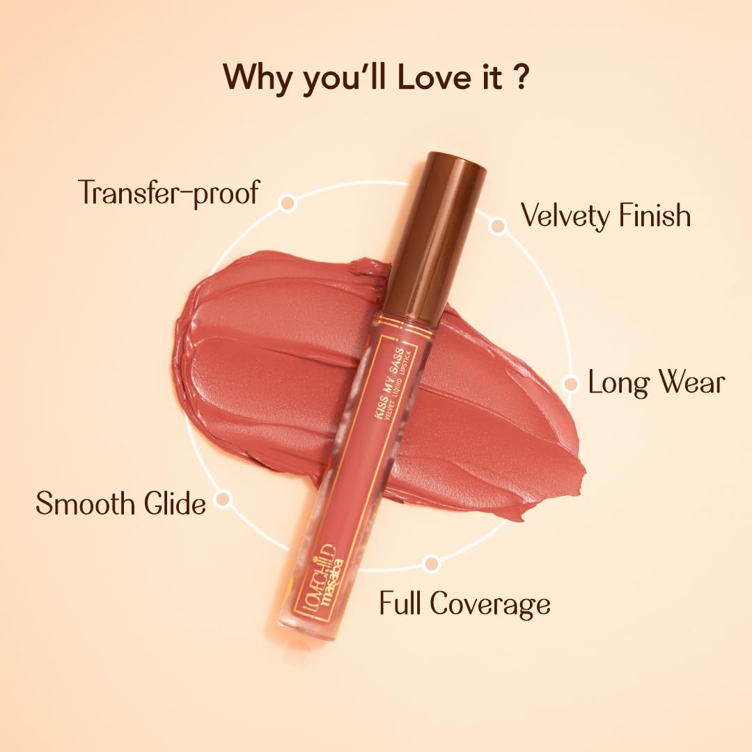 LoveChild Masaba Kiss My Sass Velvet Matte Lipstick (Burgundy Red), Intense Color, Transfer-Proof, Hydrating with Hyaluronic Acid, Long-Lasting & Lightweight, Smooth Glide Formula, OK Boomer! 2.5ml