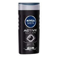 Nivea Men Shower Gel, Active Clean Body Wash, Men, 250ml & Men Lip Care, Active Care Lip Balm, SPF 15, 4.8g