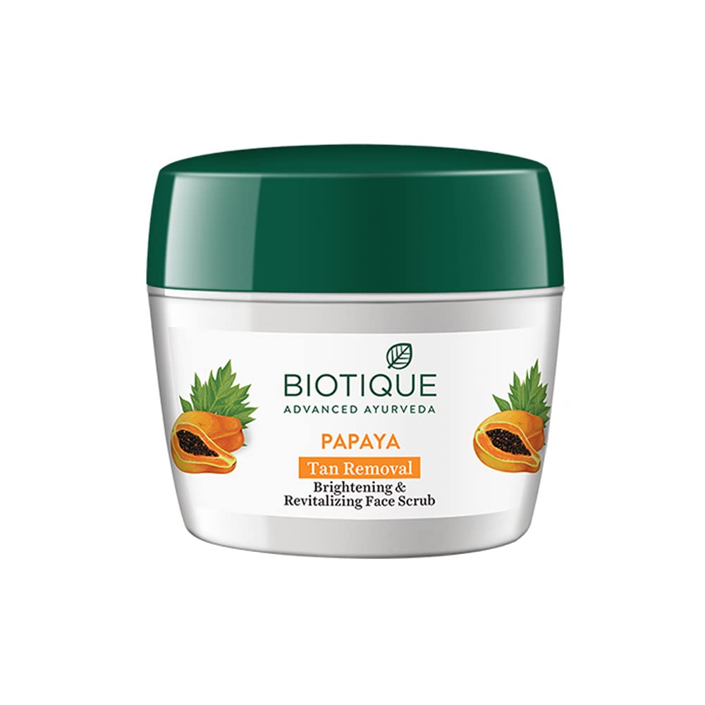 Biotique Papaya Tan Removal Brightening & Reviatalizing Face Scrub For All Skin Types, 235g & Biotique Wheat Germ Anti- Ageing Night Cream Reduces Fine Lines Lightens dark Spots, 50g