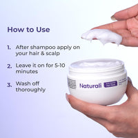 Naturali Anti-Hairfall Hair Mask With Rosemary, Ginseng & Biotin | Repairs Damaged Hair | Promotes Hair Follicle Growth | Paraben & Mineral Oil Free | 200ml