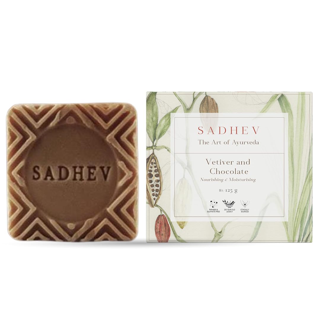 Sadhev Organic Vetiver And Chocolate Bathing Soap For Damaged Skin Chemical Free- 125g (Pack of 1)
