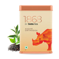 1868 by TATA Tea Assam Orthodox, Pure Assam Black Tea, Dry Rolled Whole Loose Leaves with Golden Tips, Aromatic, Malty, Mildly Sweet, From House of TATA (50 Cups/100g)