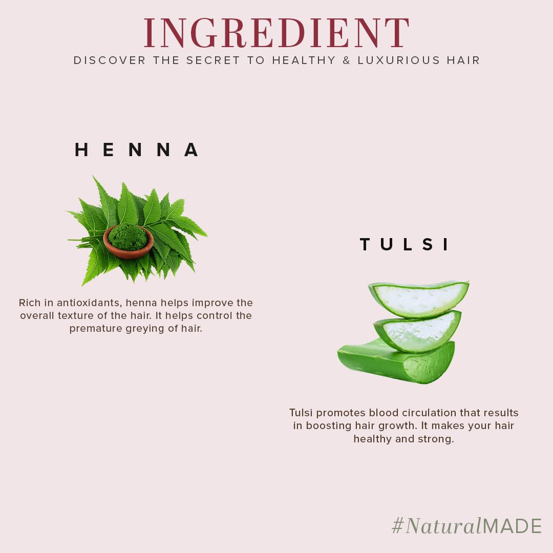 Khadi Natural Henna Tulsi Hair Cleanser & Conditioner | Moisturizes Dry Hair | Activates Roots & Adds Volume | Ideal for All Hair Types - (210ml x 2)