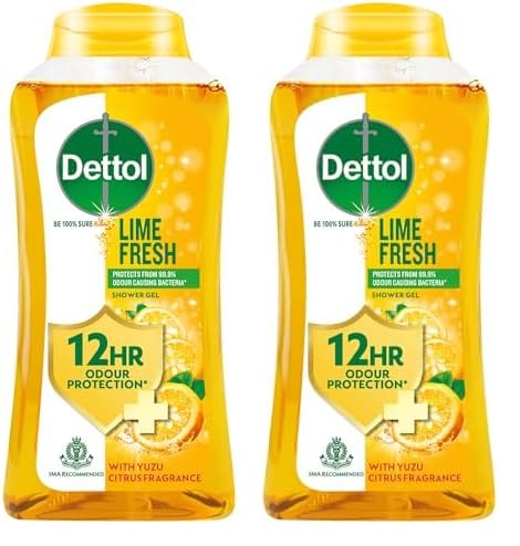 Dettol Body Wash and Shower Gel for Women and Men, Refresh - 250ml | Soap-Free Bodywash | 12h Odour Protection (Pack of 2)