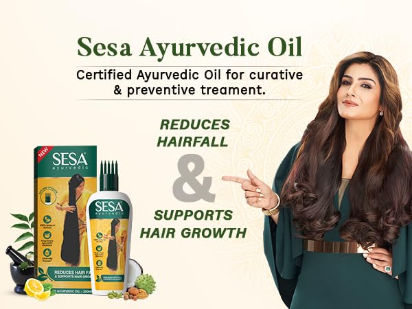 SESA Ayurvedic Hair Oil With Bhringraj & 17 Rare Herbs With Coconut Oil and 4 Nourishing Oil For Hair Growth Help Control Hair Fall with Easy Oil Applicator For Women and Men (400 ml)