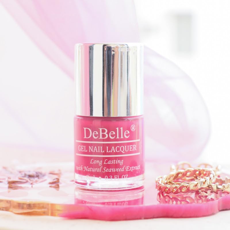 Debelle Gel Nail Polish Tulip Sheen (Dark Pink Nail Paint)|Non Uv - Gel Glossy Finish |Chip Resistant | Seaweed Enriched Formula| Long Lasting|Cruelty And Toxic Free| 8Ml