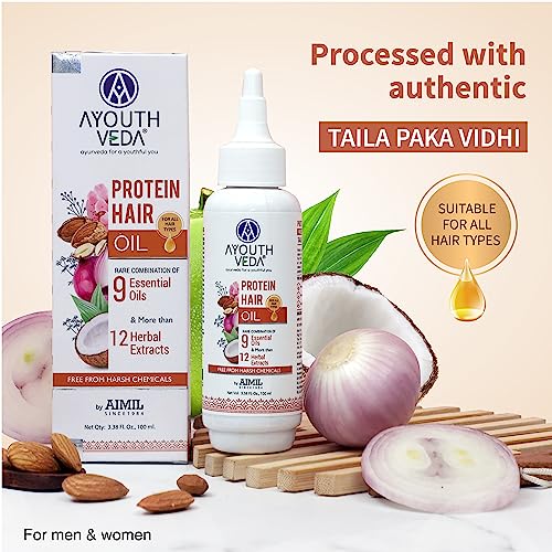 Ayouthveda Protein Hair Oil For Healthy Hair | Blend of Essential Oil & 12 Herbal Extracts (Pack of 2-100ml each)