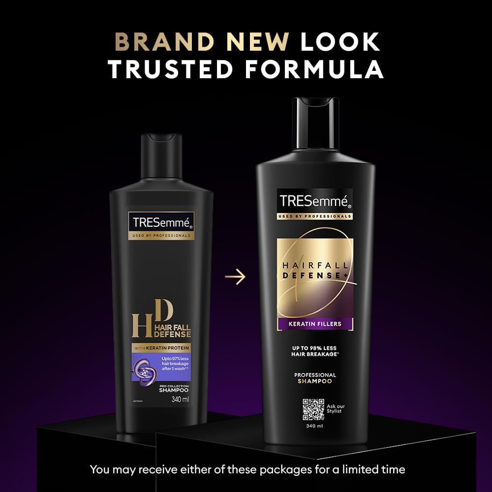 Tresemme Hair Fall Defence, Shampoo, 580ml, for Strong Hair, with Keratin Protein, Prevents Hairfall due to Breakage, Nourishes Dry Hair & Frizz, for Men & Women