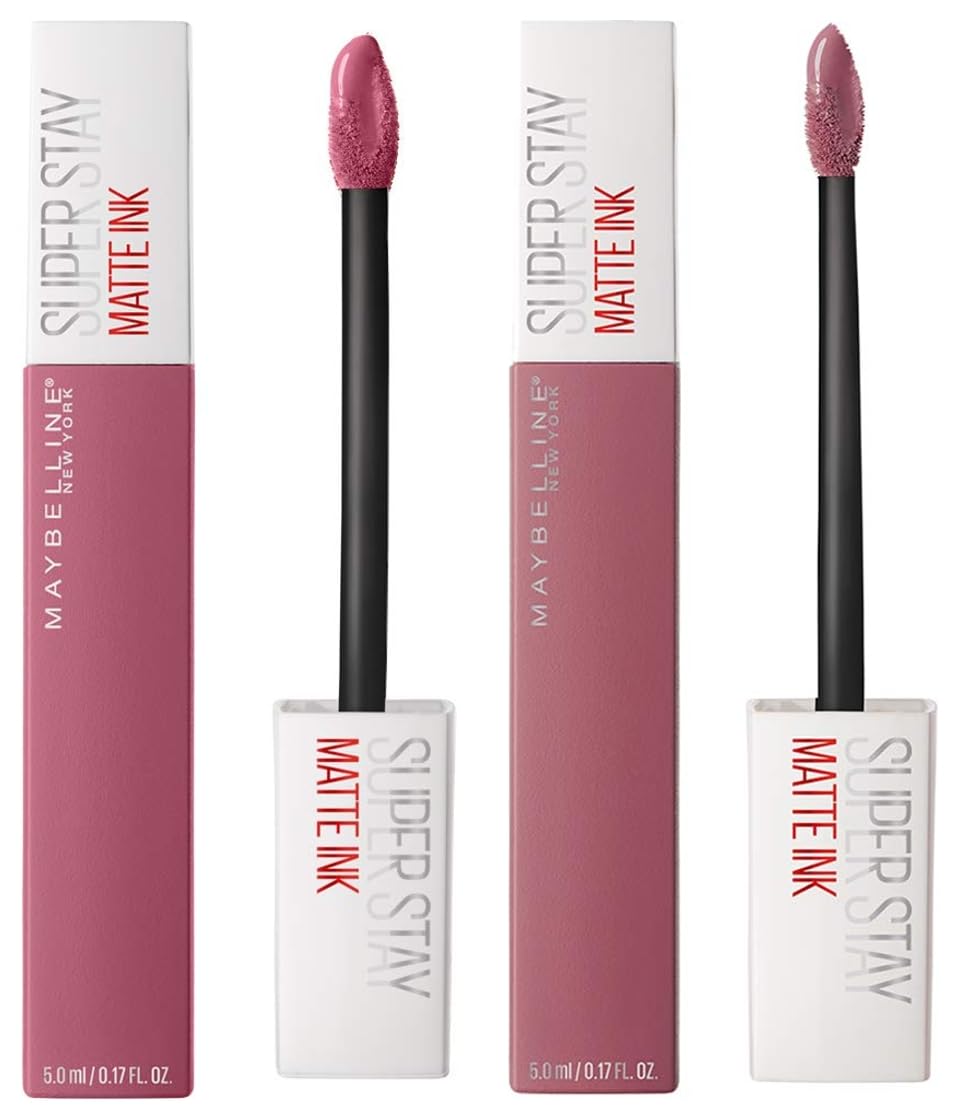 Maybelline New York Super Stay Matte Ink Liquid Lipstick, 15 Lover, 5ml and Maybelline New York Super Stay Matte Ink Liquid Lipstick, 125 Inspirer, 5g