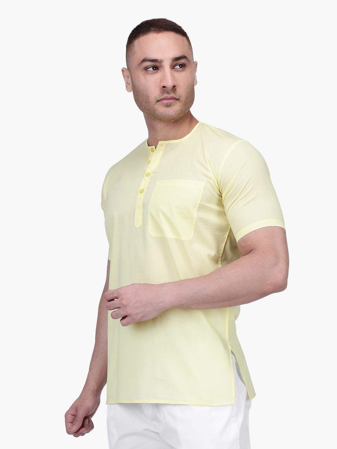 Rajubhai Hargovindas Men's  White Fine Cotton Short Kurta | Pack of 4 |