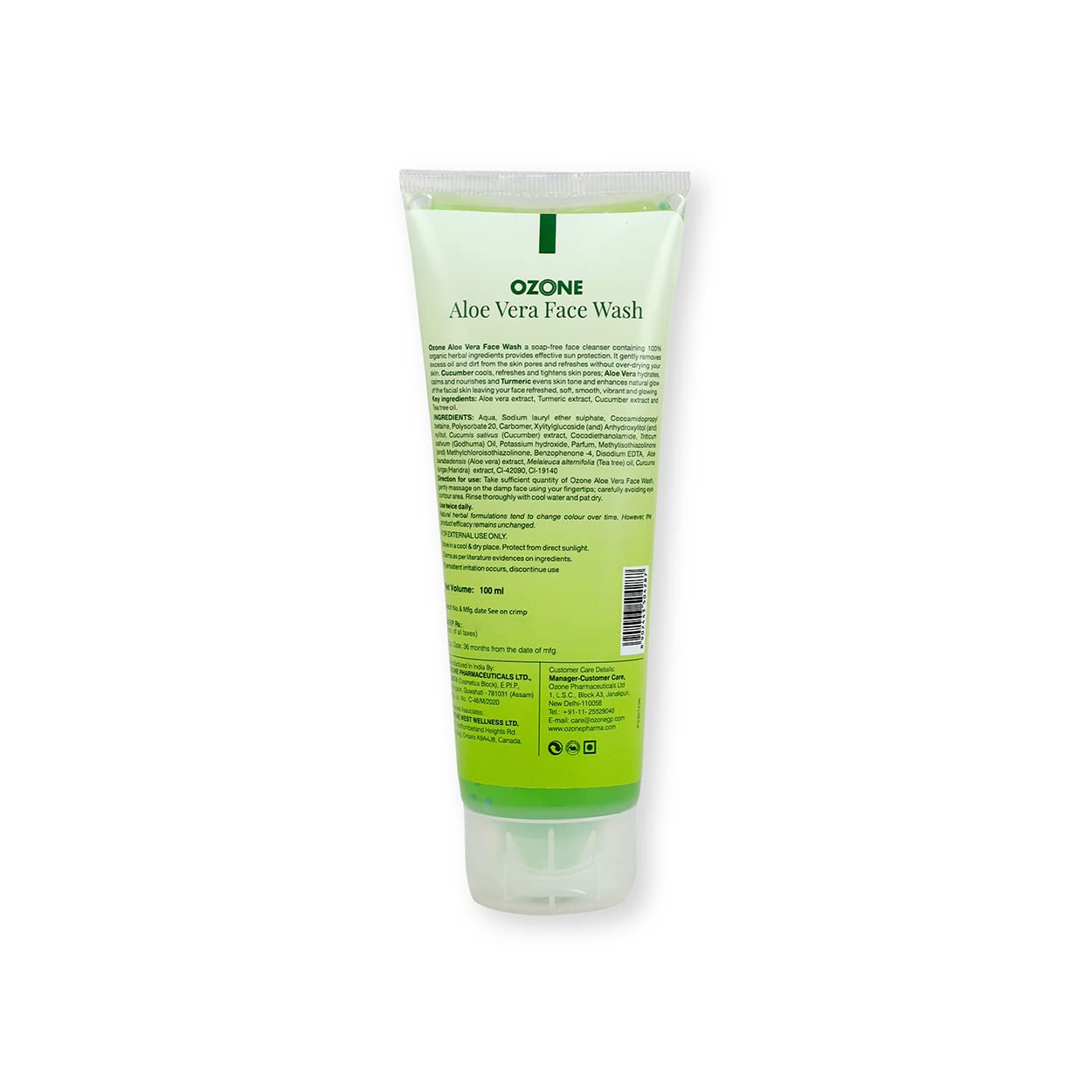 Ozone Aloe Vera Face Wash | Enriched with Aloe Vera, Cucumber, Turmeric & Tea Tree | For All Skin Type, Soft, Smooth, Refreshed & Glowing Skin | For Men & Women | 100ml (Pack of 3)