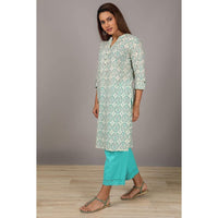 in. fuse by Shoppers Stop Mandarin Neck Printed Cotton Women Straight Fit Kurta