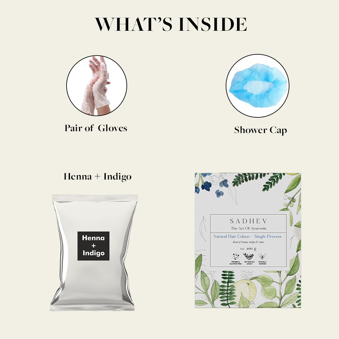 Sadhev Ayurvedic Heena Powder 100% Organic Plant-Based Natural Henna Powder For Hair - 100g (Pack of 1) - Single Process