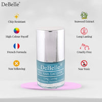 DeBelle Gel Nail Polish Royale Cocktail (Turquoise Blue Nail Paint)|Non UV - Gel Finish |Chip Resistant | Seaweed Enriched Formula| Long Lasting|Cruelty and Toxic Free| 8ml Glossy Finish