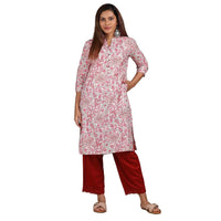 in. fuse by Shoppers Stop Mandarin Neck Printed Cotton Women Straight Fit Kurta