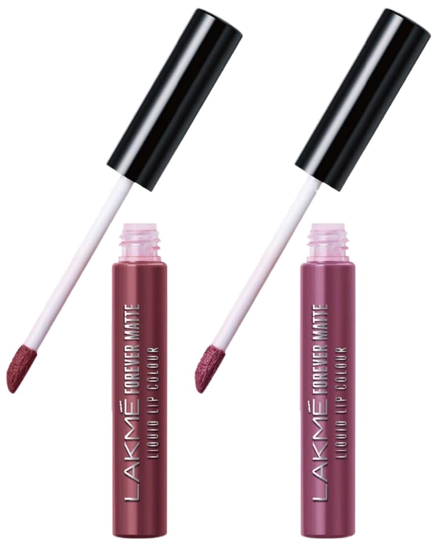 Lakmé Forever Matte Liquid Lip Colour, Mauve Party, 5.6ml & Lakmé Forever Matte Liquid Lip Colour, Mauve Fling, 5.6 ml